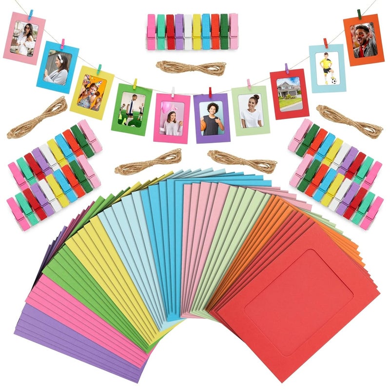 Juvale Juvale Cardboard Paper Picture Frame DIY Hanging Kit 50 Pack 4x6 Inch 10 Colors  - Image 1