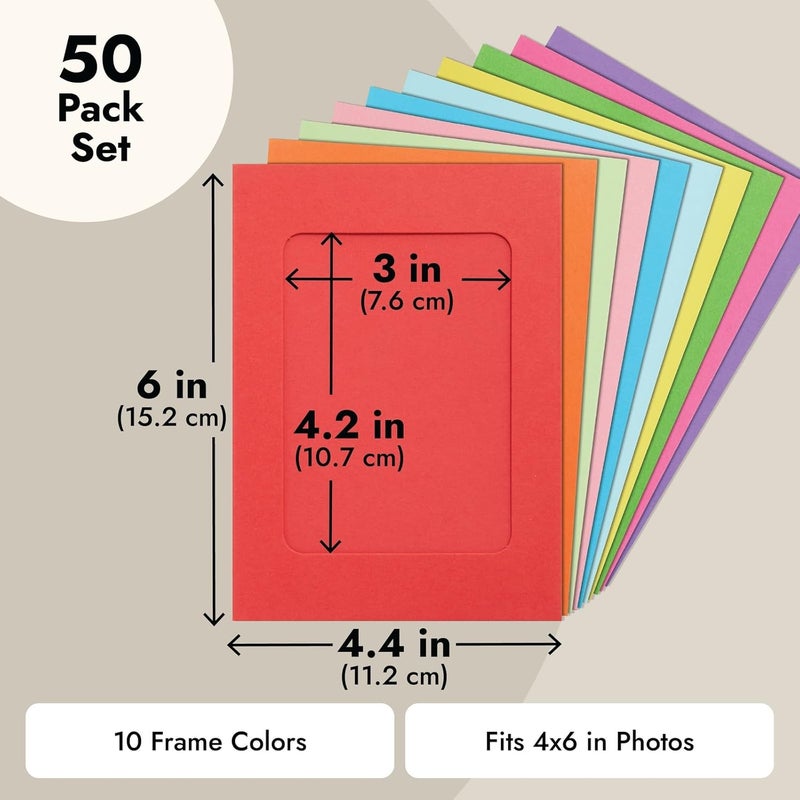 Juvale Juvale Cardboard Paper Picture Frame DIY Hanging Kit 50 Pack 4x6 Inch 10 Colors  - Image 5