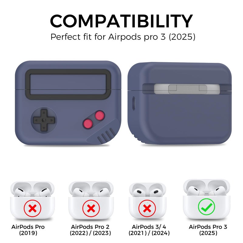 TRONWIN for AirPods Pro 3 Case - 2025 Silicone Game Console Design Case for Apple AirPods Pro 3rd Generation, Cute Airpod Pro 3 Cover for Men/Women (Midnight Blue) - Image 2
