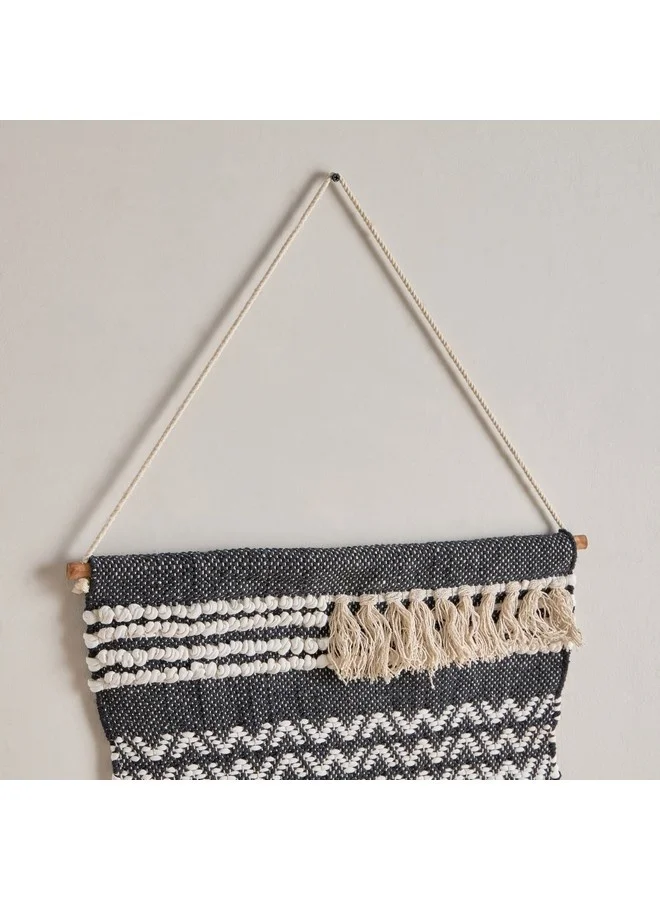 Home Box Noir Cotton Woven Tufted Wall Hanging 50 x 80 cm