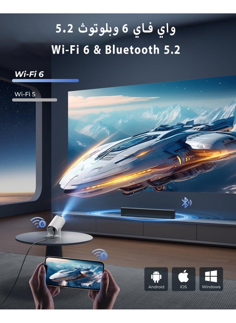 OTTAL New Upgraded HY300 Pro+ Mini Projector with WiFi and Bluetooth Built in Apps, Smart Portable Projector with 180° Rotation, Auto Keystone, Support 4K, Compatible with HDMI/USB/TV Stick/phone/Laptop - Image 5