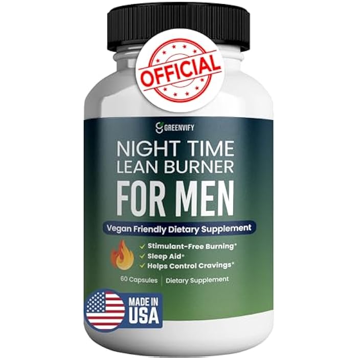 GREENVIFY Night Time Lean Burner for Men Advanced Sleep Supplement Vitamin D Night Burner & Anabolic Recovery, Natural Sleep Aid with Magnesium, Ashwaganda (1) - Image 1