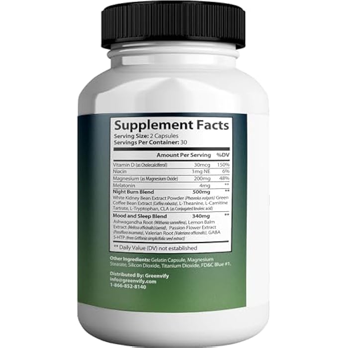 GREENVIFY Night Time Lean Burner for Men Advanced Sleep Supplement Vitamin D Night Burner & Anabolic Recovery, Natural Sleep Aid with Magnesium, Ashwaganda (1) - Image 2