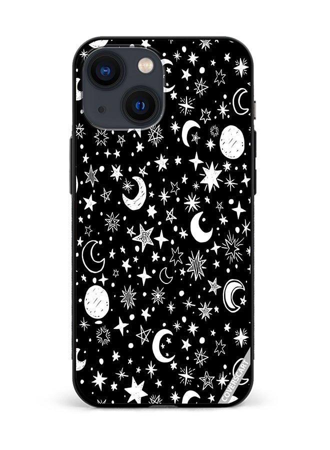 Protective Case Cover For Apple iPhone 13 Mini Star And Moon Design Multicolour