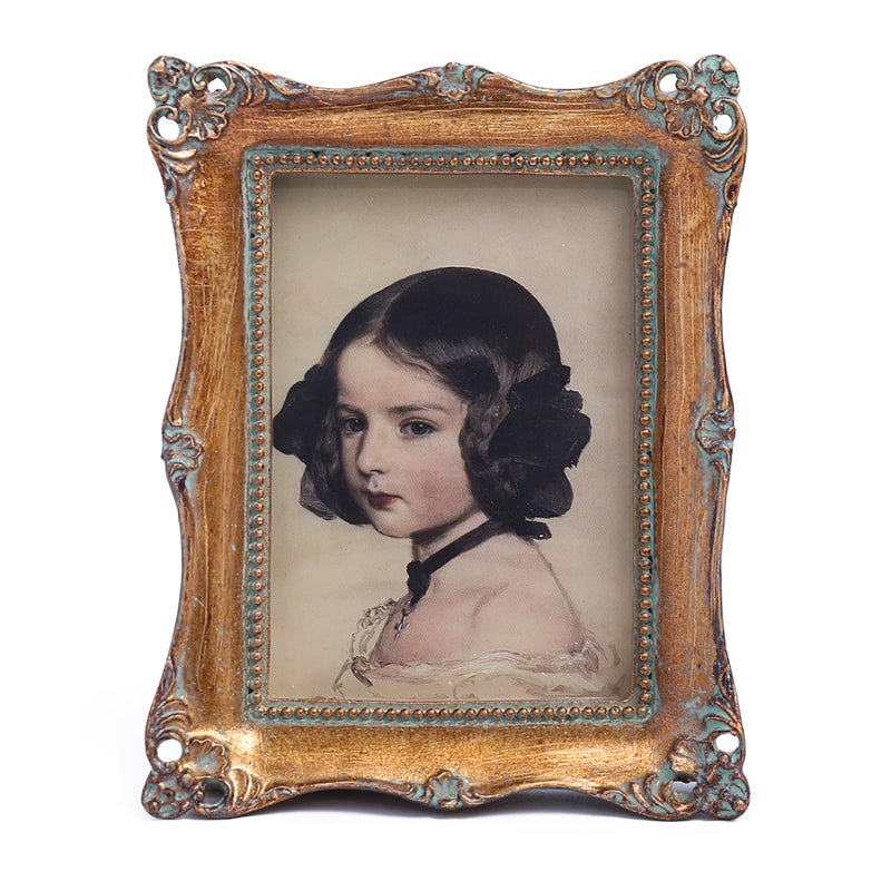 SIKOO 25x35 Vintage picture frames Small Picture Frame Wallet Size Picture frames 25 x 35 Mini Photo Frame Bronze Gold