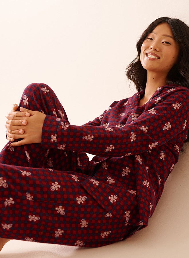 La Vie en Rose Red Floral Print Flannel PJ Set - Image 3