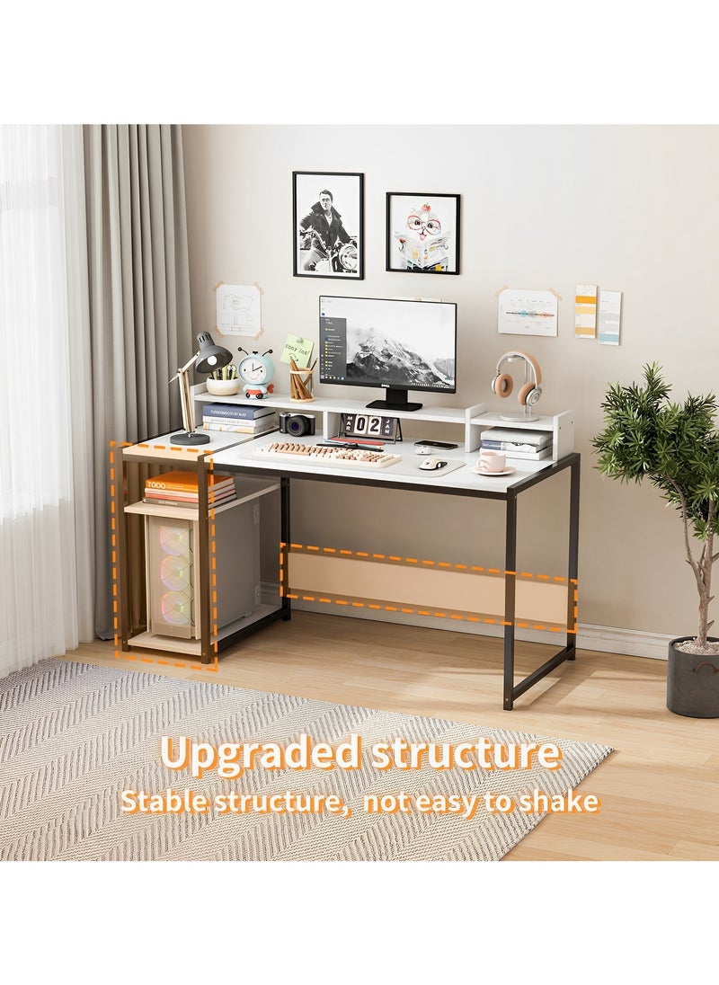 Computer Desk，54" Gaming Desk, Home Office Desk Built-In Dual Storage Shelves & Triple Monitor Stand ， Storage Space-Savor, Modern Table, White - pzsku/Z654DFFE3A14E34947BD5Z/45/_/1740130986/84d8e330-b2f6-47f3-85e9-d66585276d96