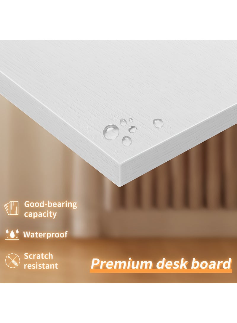 SHEIDLIN مكتب كمبيوتر، مكتب ألعاب مقاس 54 بوصة، مكتب منزلي مزود بأرفف تخزين مزدوجة مدمجة وحامل شاشة ثلاثي، يوفر مساحة تخزين، طاولة حديثة، أبيض - Image 4