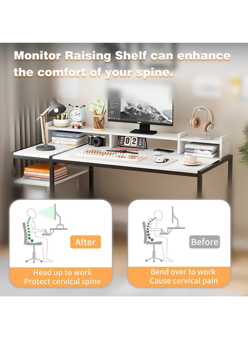 Computer Desk，54" Gaming Desk, Home Office Desk Built-In Dual Storage Shelves & Triple Monitor Stand ， Storage Space-Savor, Modern Table, White - pzsku/Z654DFFE3A14E34947BD5Z/45/_/1740131036/218f6fd9-e0af-4418-bca1-63b9b5b4a078