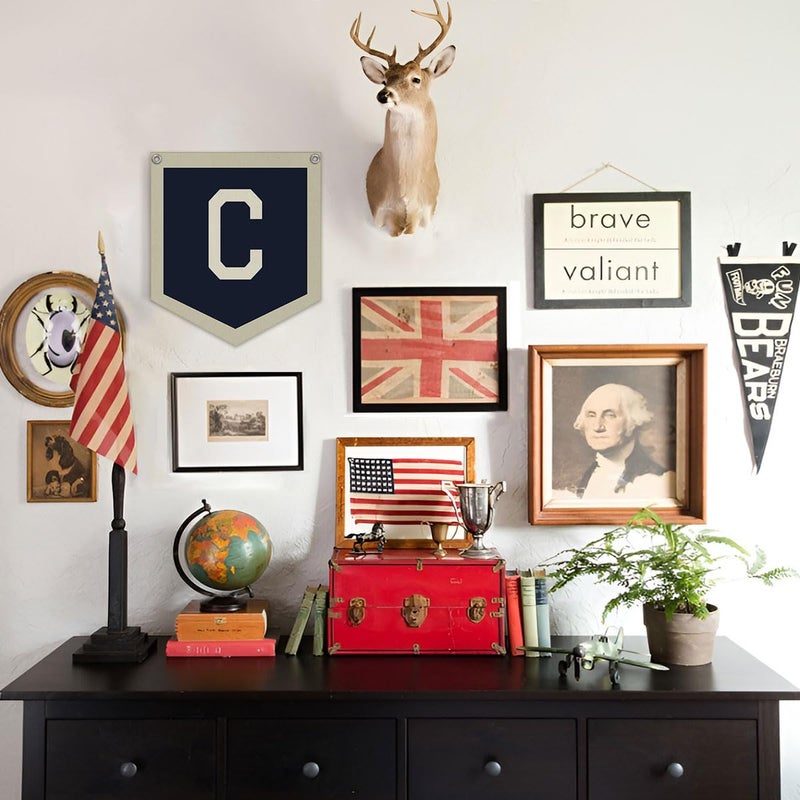 Lacama Toddler Boys Room Decor Name Pennant Flag Personalized Baby Gifts,Vintage Sports Baby Boy Nursery Wall Art,Name Sign for Toddler Bedroom Playroom Kidsroom,Baby Boy Gifts,Letter C 12x14 in - Image 3