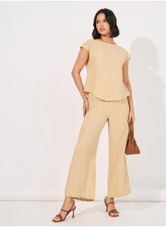 Styli Textured Top & Wide Leg Pants Modest Set  - Image 1