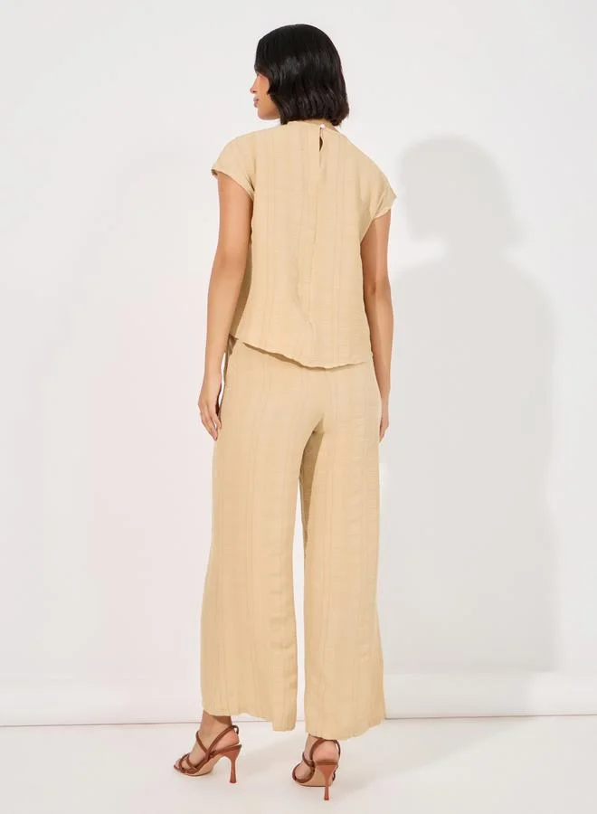 Styli Textured Top & Wide Leg Pants Modest Set