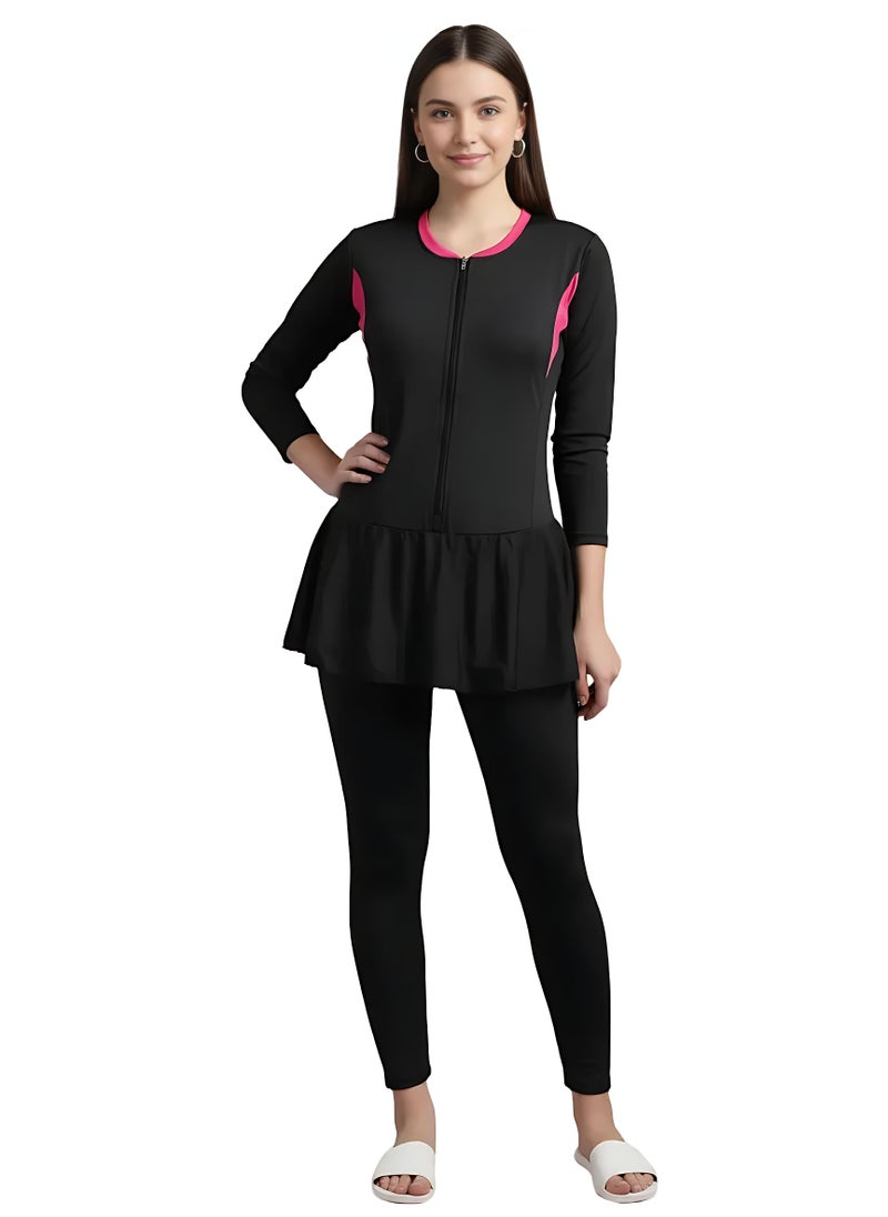 N-Gal Women Full Length Padded One Piece Swimming Costume|Swimsuit Set for Women|Black|XL - Image 1