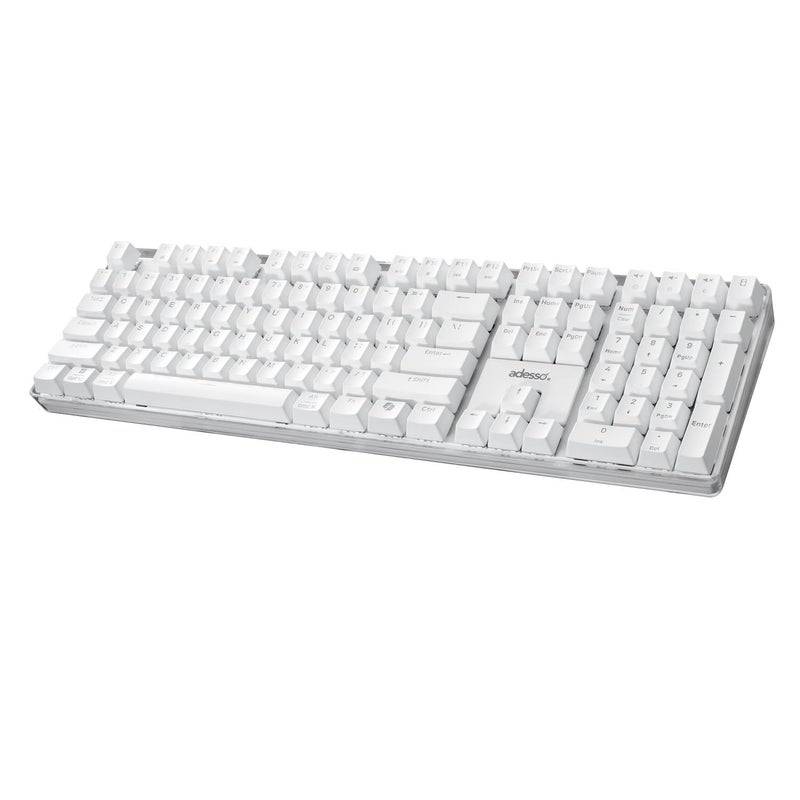 Adesso AKB-680UW Mechanical Keyboard with Copilot AI Hotkey - Brown Switch, Multi-OS Compatible | Enhanced Productivity with Tactile and Quiet Feel and Multimedia Keys, White - Image 1