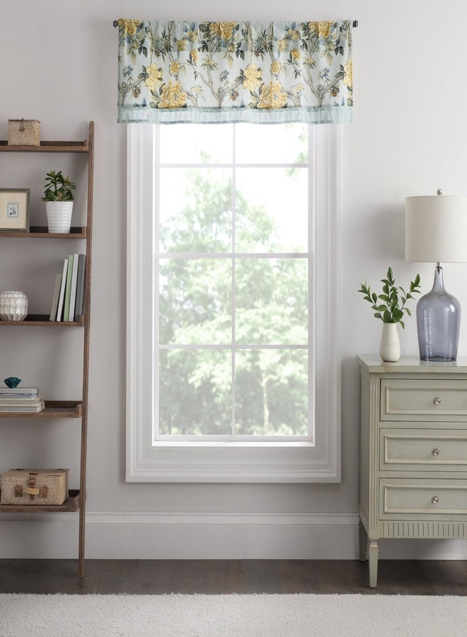 ويفرلي ستائر نوافذ ويفرلي بيوني جاردنز، جيب للعمود، مبطنة بقطن 100%، لغرفة النوم، المطبخ، غرفة المعيشة، ستارة واحدة، 60 بوصة × 16 بوصة، أزرق - Image 1