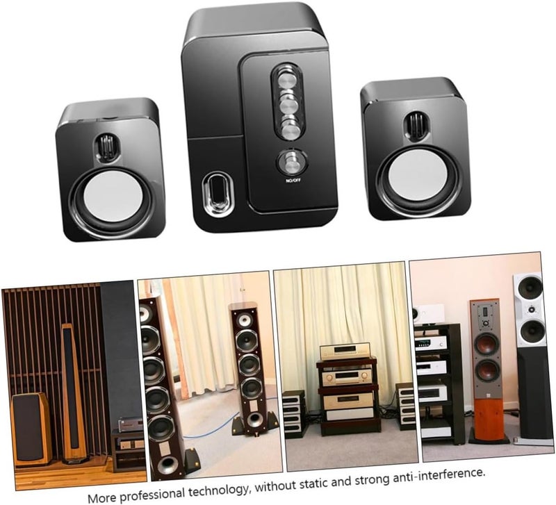 USB Laptop Computer Desktop Speaker 3D Surround Sound Bass Portable Music Speaker with USB Power, Black, Compatible with Windows for Home and Office Use - Image 3