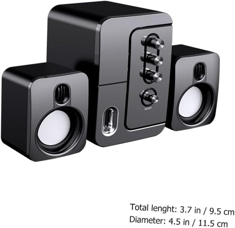 USB Laptop Computer Desktop Speaker 3D Surround Sound Bass Portable Music Speaker with USB Power, Black, Compatible with Windows for Home and Office Use - Image 2