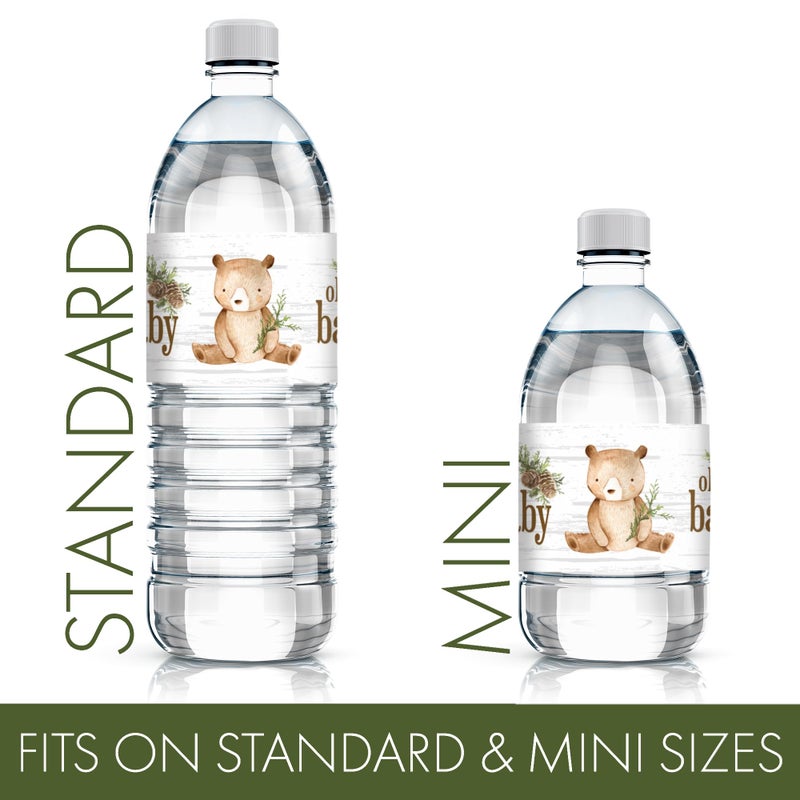 DISTINCTIVS Woodland Teddy Bear Baby Shower Water Bottle Labels - 20 Waterproof Stickers - Image 3