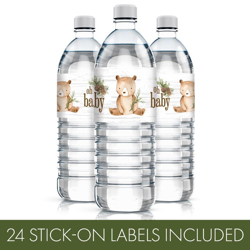 DISTINCTIVS Woodland Teddy Bear Baby Shower Water Bottle Labels - 20 Waterproof Stickers - Image 4