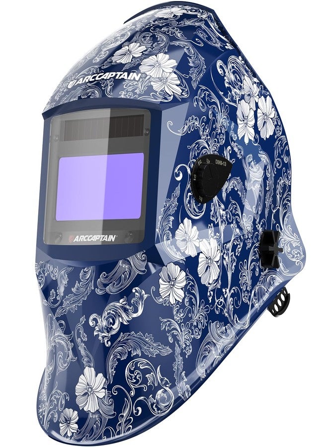 ARCCAPTAIN Large Viewing Screen Welding Helmet, 1/1/1/1 Top Optical Clarity Auto Darkening Welding Hood, 4 Arc Sensor 1/25000s Response Time True Color Weld Hood Helmet HSH-S800 Flower - Image 1