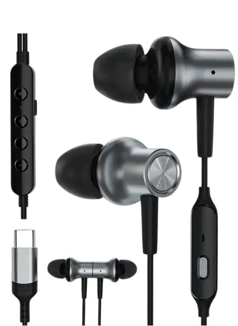 KARAOKE Earphone Type-C Wire with Voice Changing Feature Compatible with All Devices and iPads with TASI-C Port Black