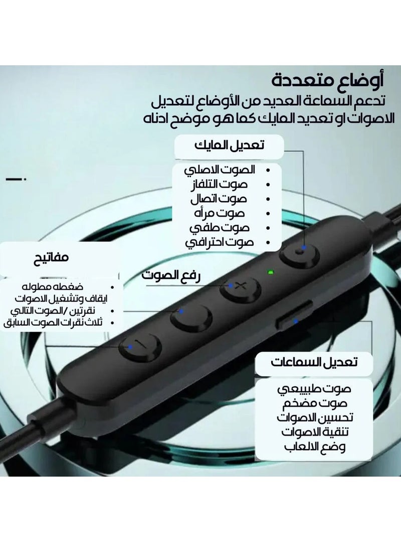 KARAOKE Earphone Type-C Wire with Voice Changing Feature Compatible with All Devices and iPads with TASI-C Port Black