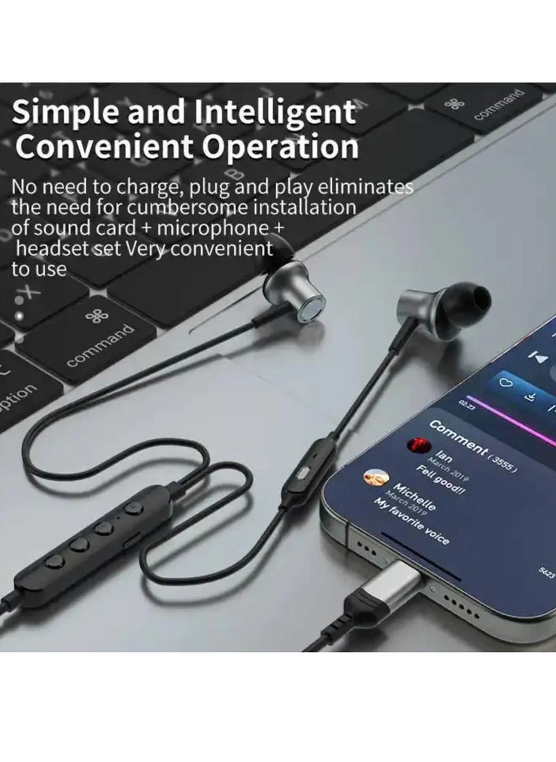 KARAOKE Earphone Type-C Wire with Voice Changing Feature Compatible with All Devices and iPads with TASI-C Port Black