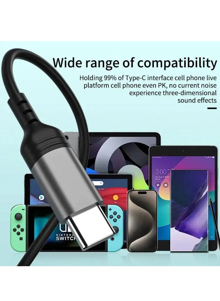 KARAOKE Earphone Type-C Wire with Voice Changing Feature Compatible with All Devices and iPads with TASI-C Port Black