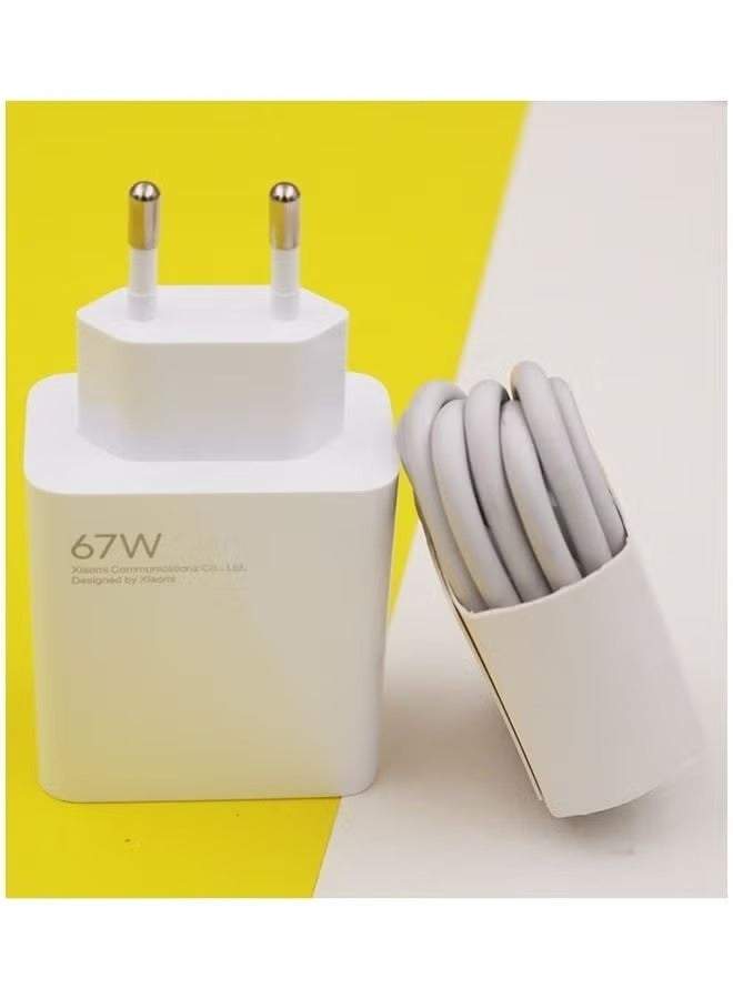 MUNTAQI محول مي سوبر VOOC توربو PD 67 واط بشاحن مزدوج المخرج مع كابل USB - Type-C أبيض | شحن سريع للهواتف الذكية والأجهزة اللوحية والمزيد | منفذان USB، توصيل طاقة فعال، تصميم محمول - Image 3