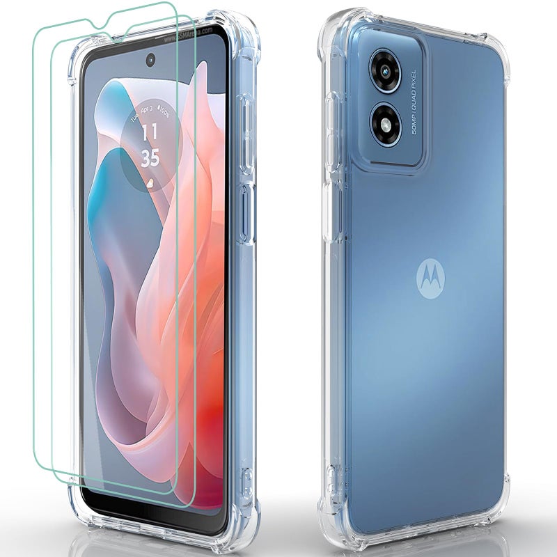 Osophter for Moto G Play 2024 Case: Clear with 2pcs Screen Protector Reinforced Corners TPU Shock-Absorption Flexible for Motorola Moto G Play 4G 2024 Phone Case-Clear - Image 1