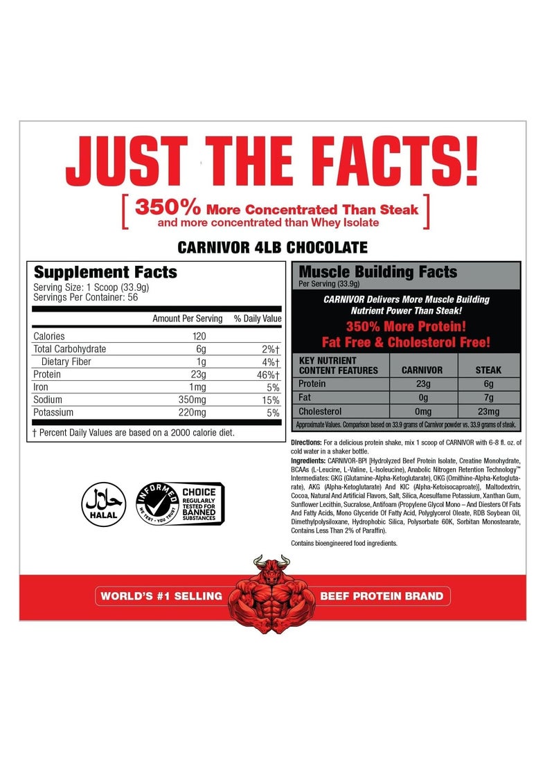 MUSCLEMEDS Beef Protein Isolate Carnivor  Chocolate  4.19lbs (1898.4g)  - Image 2