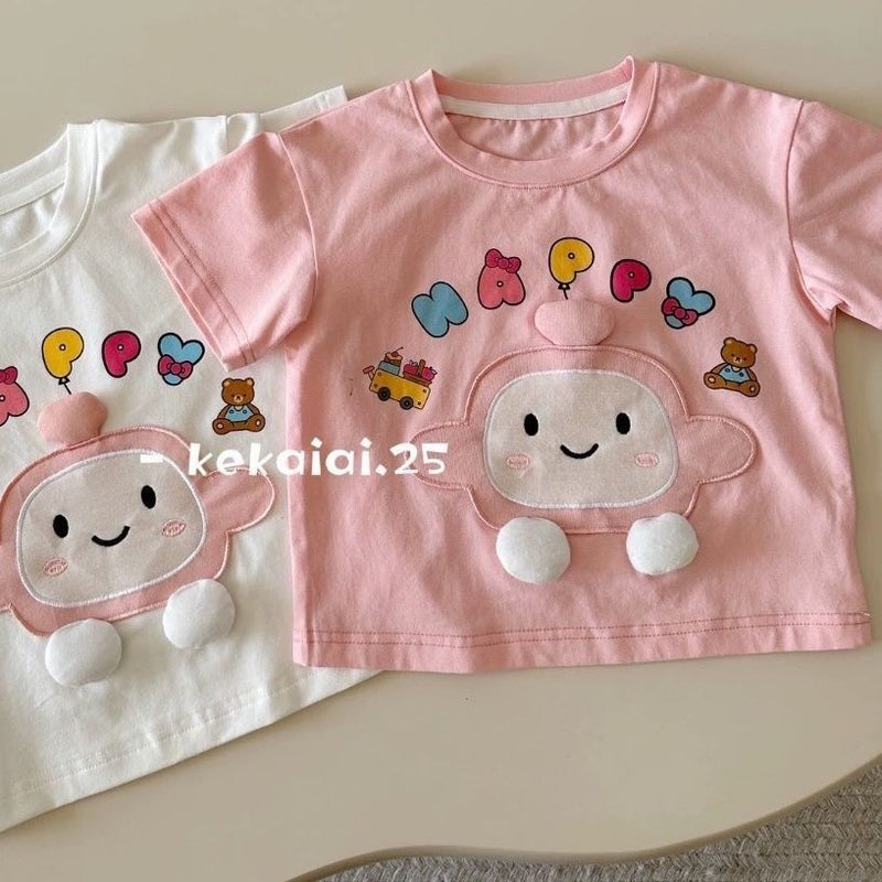 New Girls' Summer Short-Sleeved New T-Shirt Western-Style Children'S Wear Tops Egg Cartoon Printing 0120A072 - Image 5