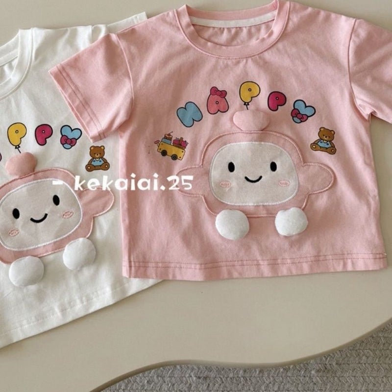 New Girls' Summer Short-Sleeved New T-Shirt Western-Style Children'S Wear Tops Egg Cartoon Printing 0120A072 - Image 3