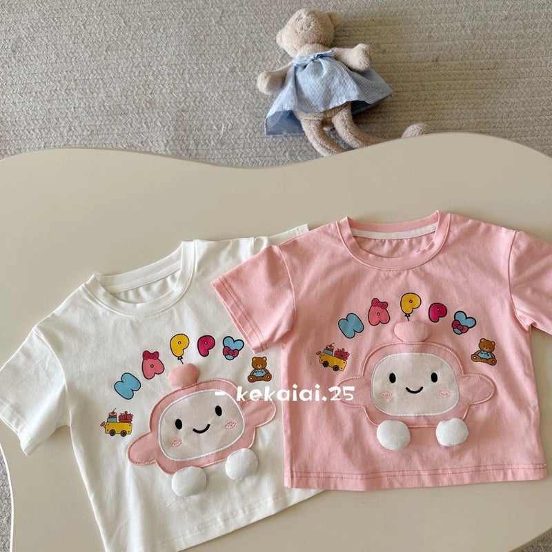 New Girls' Summer Short-Sleeved New T-Shirt Western-Style Children'S Wear Tops Egg Cartoon Printing 0120A072 - Image 2