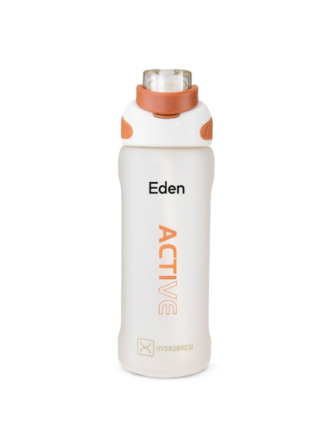 Hydrobrew Personalized Sip Switch Tritan Water Bottle 1000ml Leakproof, BPA Free, Straw & Spout Lid- Ivory Terracotta - Image 1