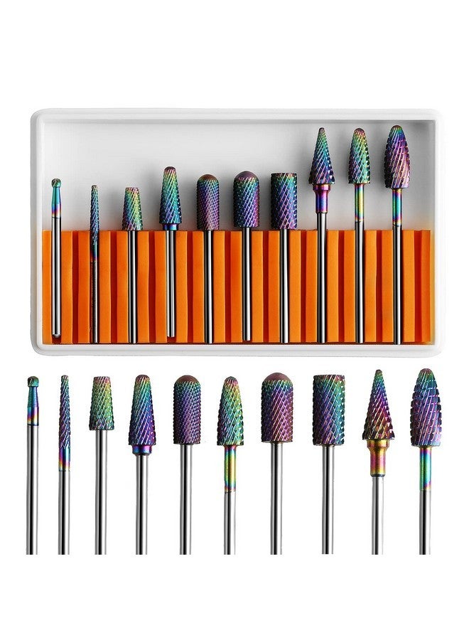 ERUIKA Nail Drill Bits Set, 10Pcs Tungsten Carbide Drill Bits For Nails Remove Acrylic Poly Nail Gel Polish, 3/32" Nail Files For Nail Cutter Cuticle Manicure - Image 1