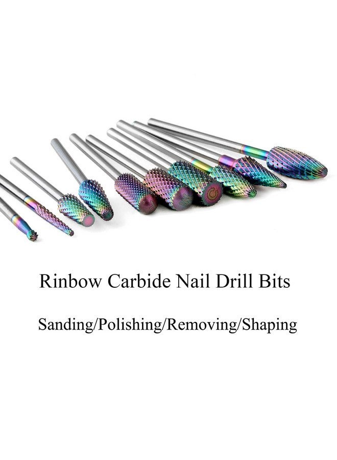 ERUIKA Nail Drill Bits Set, 10Pcs Tungsten Carbide Drill Bits For Nails Remove Acrylic Poly Nail Gel Polish, 3/32" Nail Files For Nail Cutter Cuticle Manicure - Image 2
