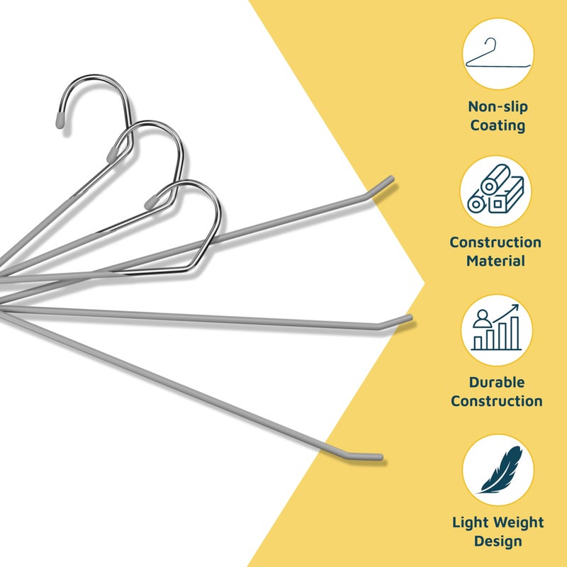 Lifemaster Metal Pants Hanger Set - 50 Pieces Elegant Non-Slip Closet Space Saving Hanger Set for Pants, Trouser, Blankets, and Jeans with Open Ended Sleek Design - Gray - Image 5