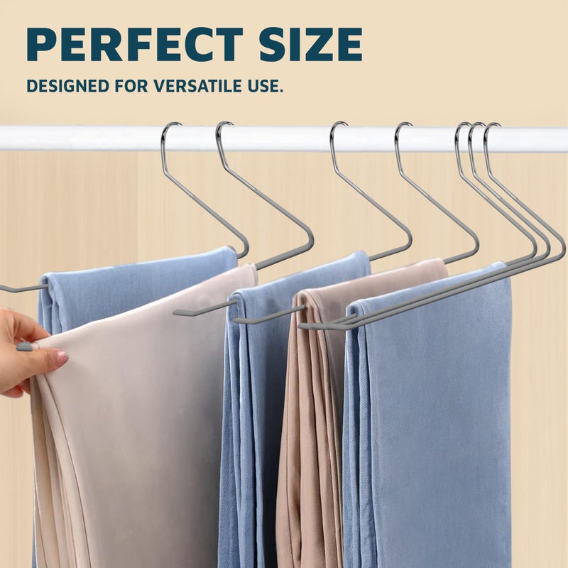 Lifemaster Metal Pants Hanger Set - 50 Pieces Elegant Non-Slip Closet Space Saving Hanger Set for Pants, Trouser, Blankets, and Jeans with Open Ended Sleek Design - Gray - Image 3