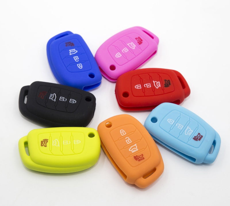 LIGHTKOREA 4 Button Flip Folding Remote Fob Key Chain Silicone Case Cover For Hyundai Santa Fe Sonata Elantra Azera Tucson (Orange) - Image 3