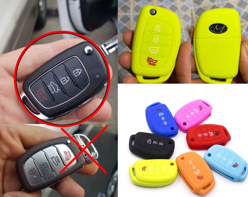LIGHTKOREA 4 Button Flip Folding Remote Fob Key Chain Silicone Case Cover For Hyundai Santa Fe Sonata Elantra Azera Tucson (Orange) - Image 4