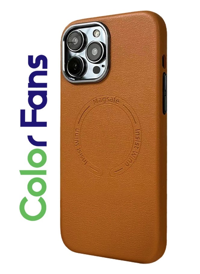 Color Fans - Case for iPhone 14 Pro Max Fashion Leather Magnetic Cover Orange - Image 1