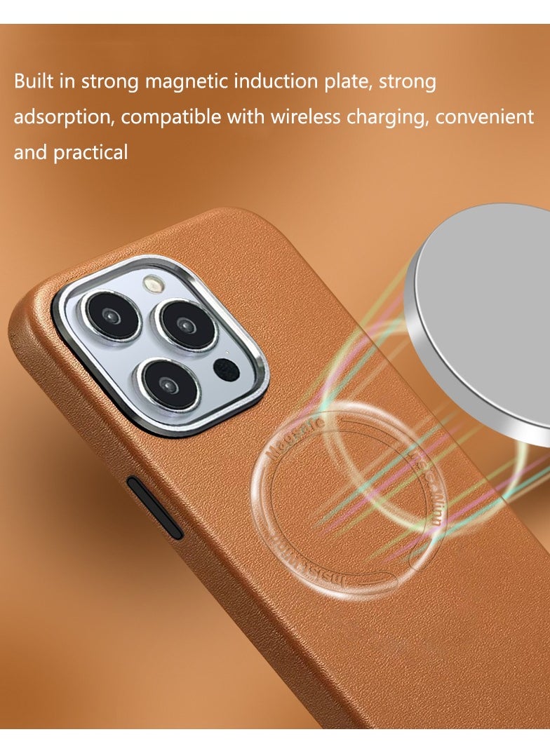 Color Fans - Case for iPhone 14 Pro Max Fashion Leather Magnetic Cover Orange - Image 1