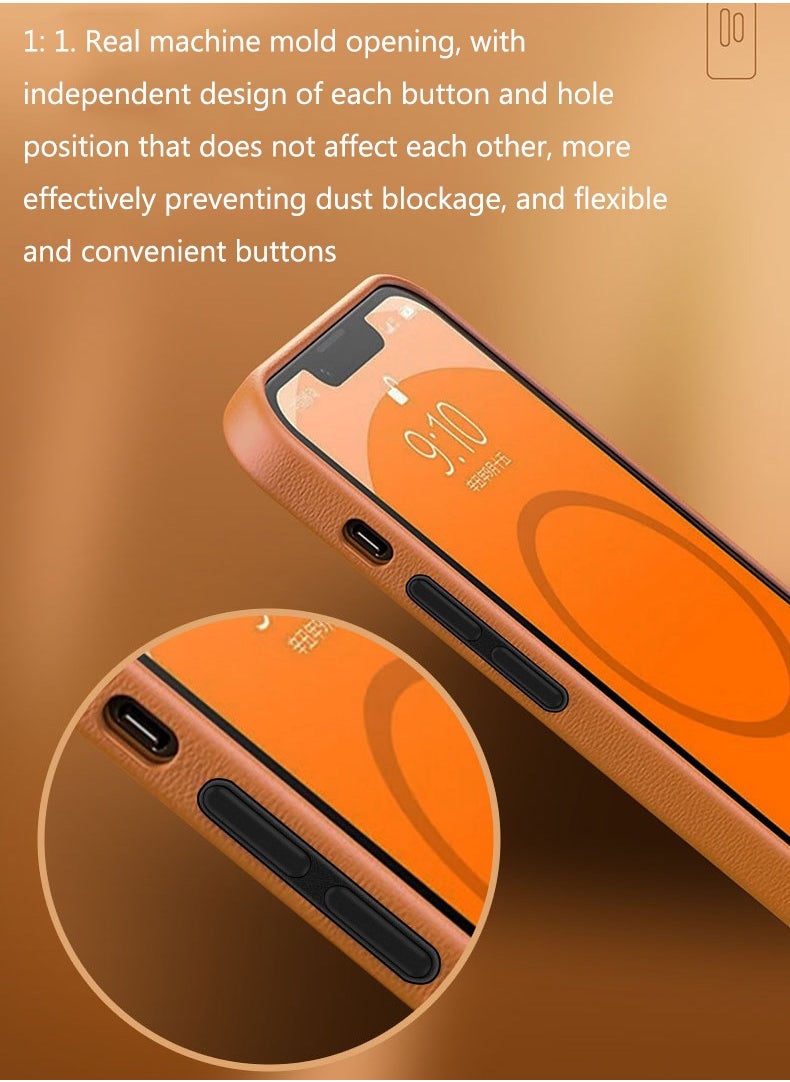 Color Fans - Case for iPhone 14 Pro Max Fashion Leather Magnetic Cover Orange - Image 1