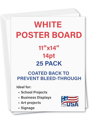 Cranium Press 25 Pack Poster Boards 11x14“White Poster Paper, Poster Board Bulk, Posterboard, School Supplies, Coated back to prevent marker/paint bleed through - Image 1