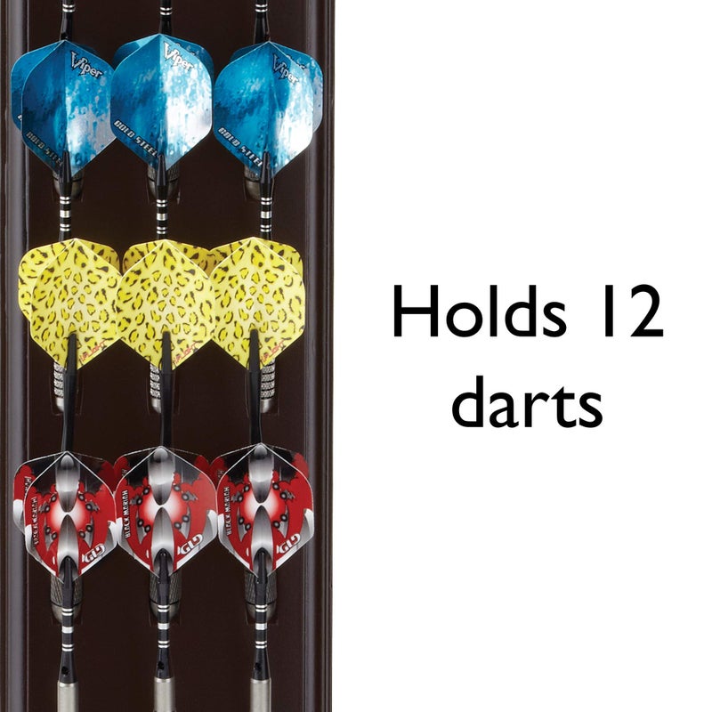 Viper Dart Caddy Solid Wood Wall Mounted Dart Holder / Stand, Displays 4 Sets of Steel or Soft Tip Darts, for all Sisal & Electronic Dartboards, Surrounds & Cabinets, Mahogany Finish - Image 5