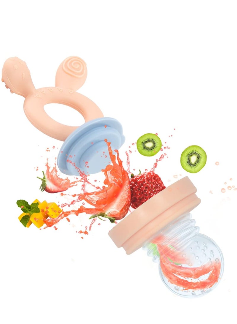 ORiTi Baby Fruit Food Feeder Pacifier, 2-in-1 Fresh Food Feeder & Teething Toys for Baby 3 Months+, 4 Pcs (2/M + 2/L) Silicone Pouches Included, BPA Free (Green) - Image 2