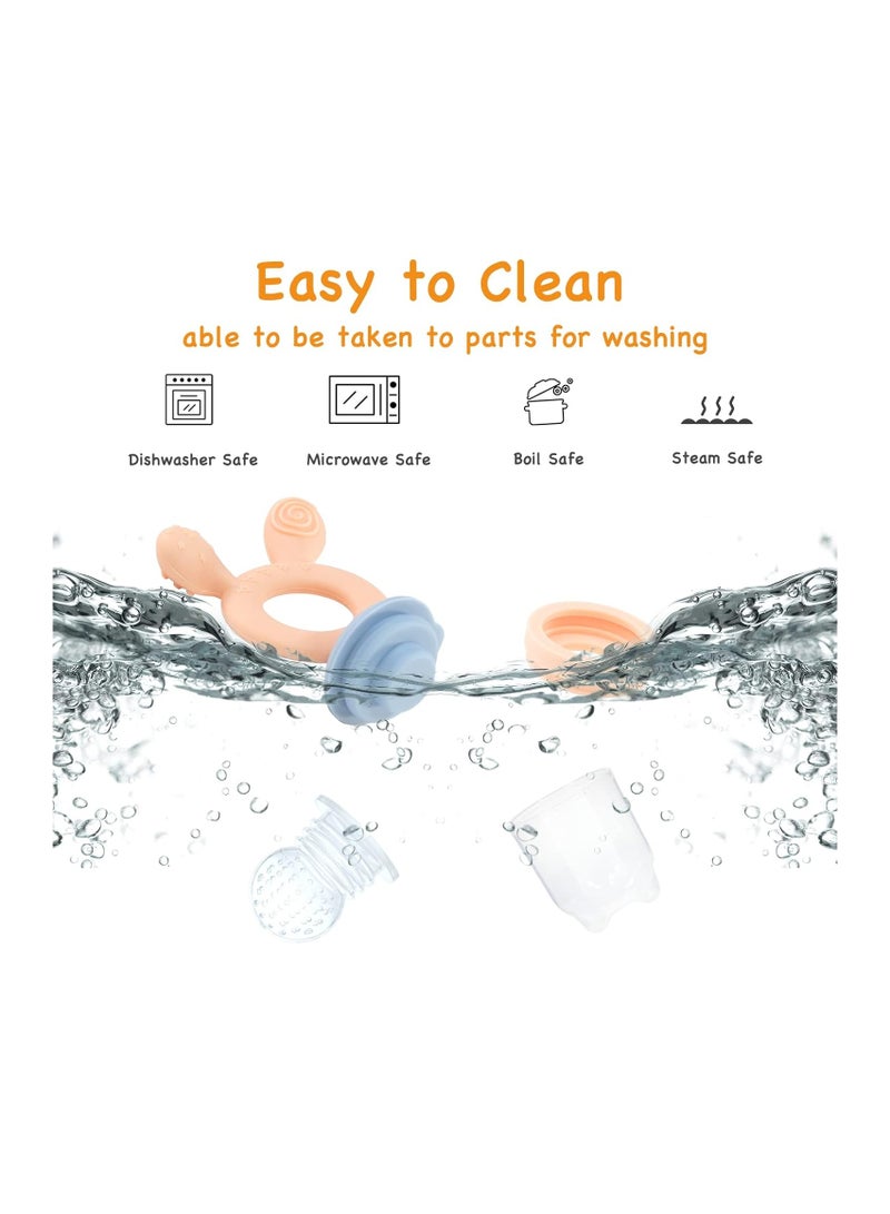 ORiTi Baby Fruit Food Feeder Pacifier, 2-in-1 Fresh Food Feeder & Teething Toys for Baby 3 Months+, 4 Pcs (2/M + 2/L) Silicone Pouches Included, BPA Free (Green) - Image 4