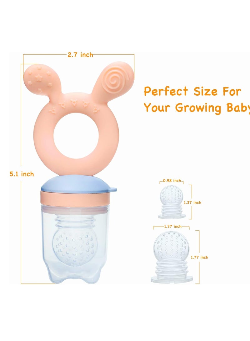 ORiTi Baby Fruit Food Feeder Pacifier, 2-in-1 Fresh Food Feeder & Teething Toys for Baby 3 Months+, 4 Pcs (2/M + 2/L) Silicone Pouches Included, BPA Free (Green) - Image 5