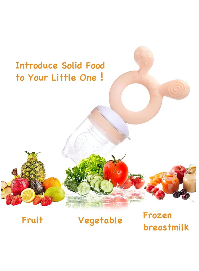 ORiTi Baby Fruit Food Feeder Pacifier, 2-in-1 Fresh Food Feeder & Teething Toys for Baby 3 Months+, 4 Pcs (2/M + 2/L) Silicone Pouches Included, BPA Free (Green) - Image 3